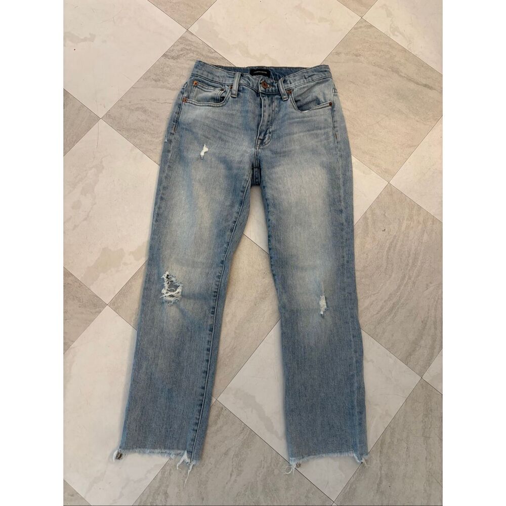 J.Crew Slim Broken-In Boyfriend Jeans Size 24 Light Wash Distressed Raw Hem